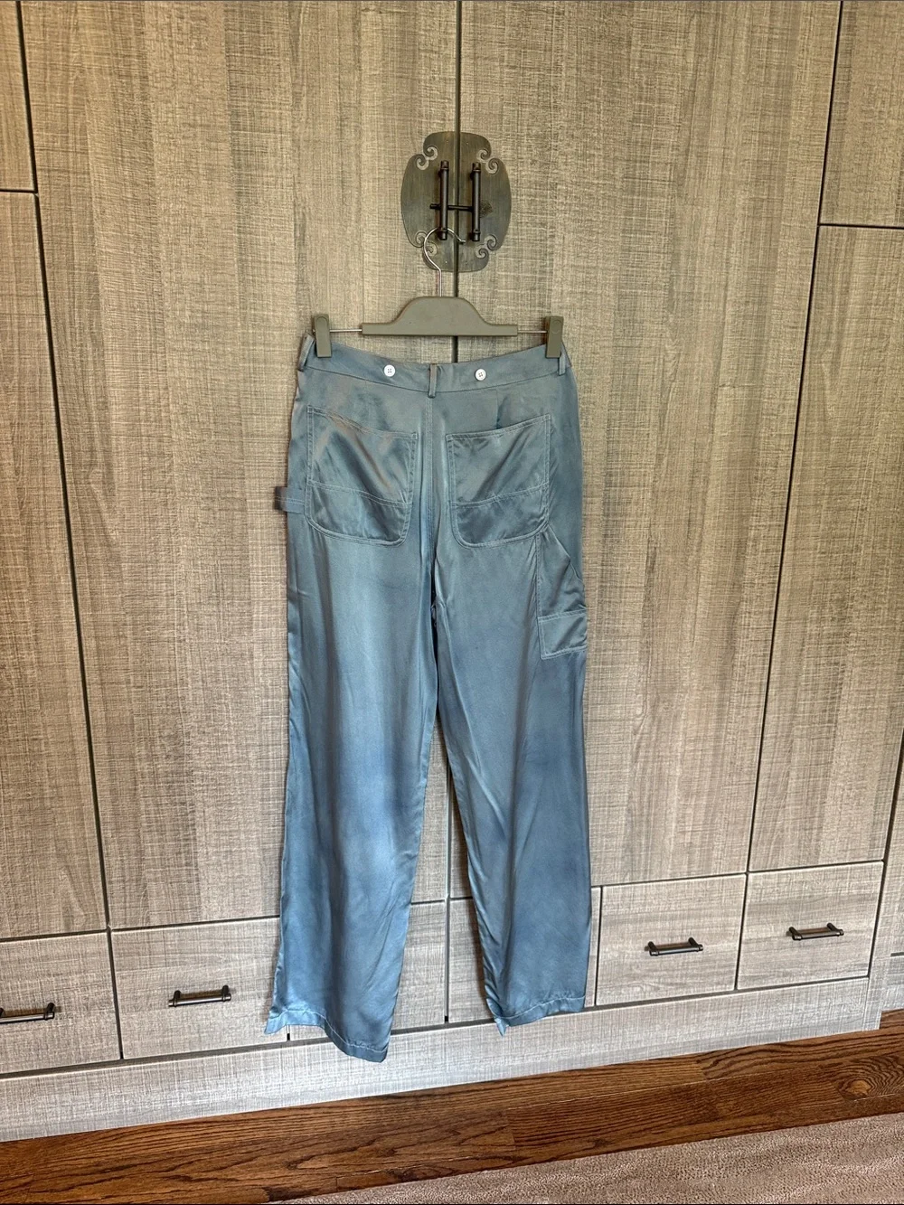 Polo Ralph Lauren Denim-Look Silk Charmeuse Cargo Pants